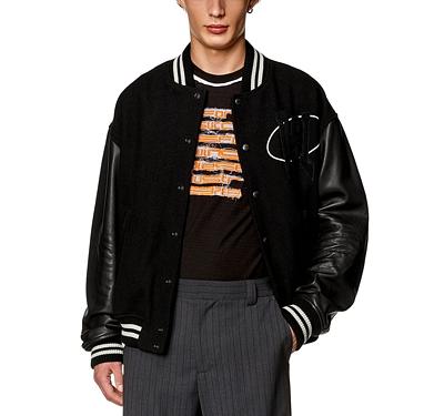 Diesel L-Franz-Patch Mixed Media Bomber Jacket