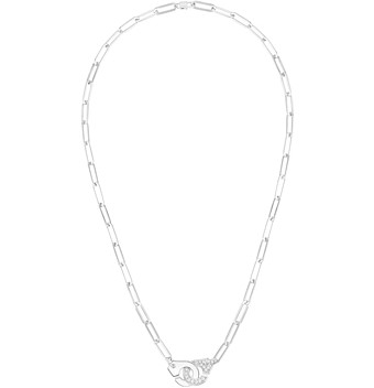 dinh van 18K White Gold Menottes Chain Link Necklace with Diamonds, 17.3