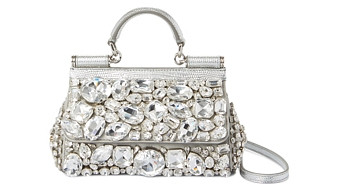 Dolce & Gabbana Small Sicily Bag with All Over Gemstone Embellishment