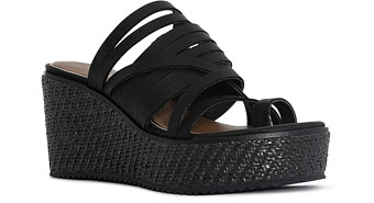 Donald Pliner Women's Leather Toe Loop Wedge Slide Sandals