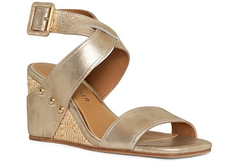 Donald Pliner Women's Metallic Leather Ankle Strap Wedge Sandals