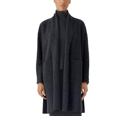 Eileen Fisher Boiled Wool Shawl Collar Coat