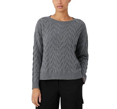 Eileen Fisher Chevron Cable Knit Cashmere Sweater