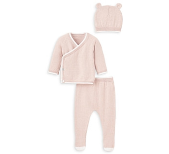 Elegant Baby Girls' Wrap Top, Footie Pants & Hat Set - Baby