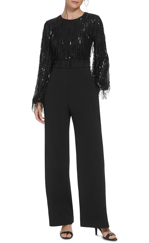 long sleeve fringe jumpsuit