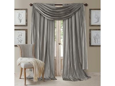 Elrene Home Fashions Athena 52 x 108 Crinkled Curtain Panels, Pair with Scarf Valance