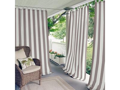 Elrene Home Fashions Highland Stripe Indoor/Outdoor Curtain Panel, 50 x 108