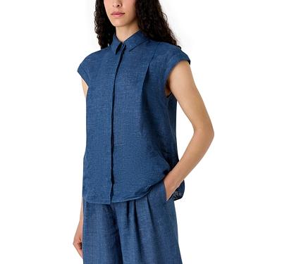 Emporio Armani Linen Blend Cap Sleeve Shirt