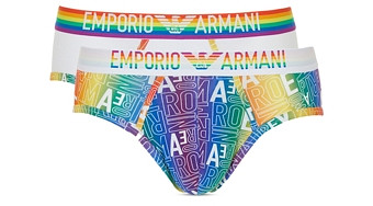 Emporio Armani Rainbow Logo Stretch Cotton Briefs 2 Pack