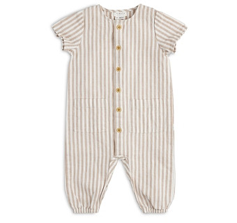 Firsts by petit lem Boys' Striped Yarn Dyed Crosshatch Romper - Baby