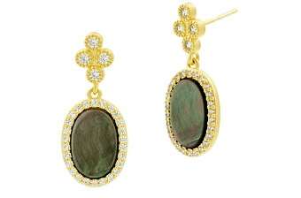 Freida Rothman Color Theory Oval Drop Earrings in 14K Gold-Plated Sterling Silver or Rhodium-Plated Sterling Silver