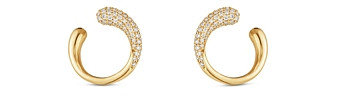 Georg Jensen 18K Yellow Gold Pave Diamond Mercy Stud Earrings