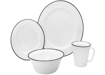 Godinger Bistro Black Band 16 Piece Porcelain Dinnerware Set