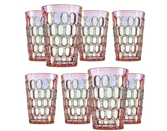 Godinger Rex Pink Highball Glasses, Set of 8