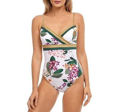 Gottex Floral Print Contrast Trim Swimsuit