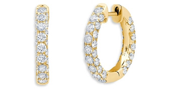 Graziela Gems 18K Yellow Gold Diamond Three Sided Hoop Earrings