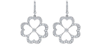 Gumuchian 18K White Gold G Boutique Kelly Diamond Clover Earrings