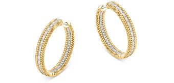 Harakh Diamond Baguette & Round Inside Out Hoop Earrings in 18K Yellow Gold, 1.0 ct. t.w.