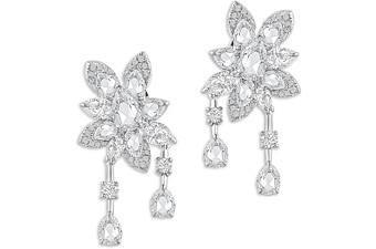 Harakh Diamond Flower Drop Earrings in 18K White Gold, 2.5 ct. t.w.