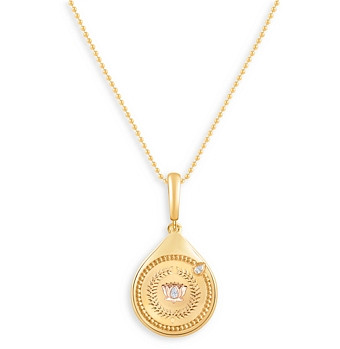 Harakh Lotus Pendant with Diamonds in 18K Yellow Gold, 0.02 ct. t.w.