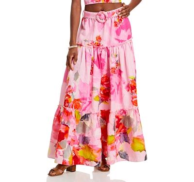 Hemant and Nandita Belted Tiered Maxi Skirt