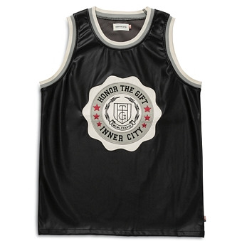 Honor the Gift Oversized Fit Faux Leather Varsity Style Tank