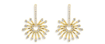 Hueb 18K Yellow Gold Luminus Diamond Starburst Dangle Hoop Earrings