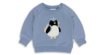Huxbaby Boys' Percy Cotton Fleece Penguin Applique Crewneck Sweatshirt - Baby, Little Kid