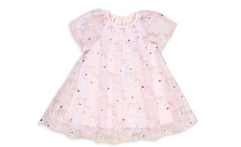 Huxbaby Girls' Cotton Blend Magical Unicorn Printed Flutter Dress - Baby, Little Kid