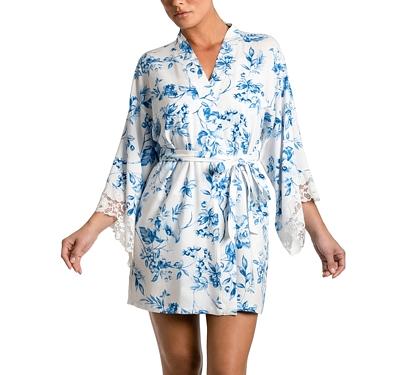 In Bloom by Jonquil Floral Lace Trim Wrap Robe