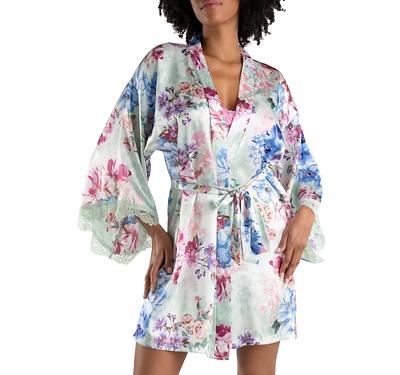 In Bloom by Jonquil Madelyn Floral Satin Wrap Robe