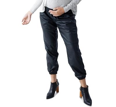 Ingrid & Isabel Faux Leather Ankle Jogger Maternity Pants