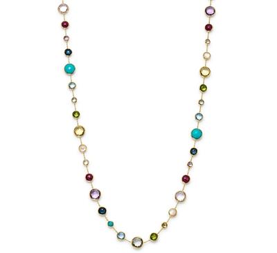 Ippolita 18K Yellow Gold Lollipop Lollitini Mother of Pearl, Green Gold Citrine, Peridot, Green Agate, Blue Topaz, Turquoise, London Blue Topaz, Amethyst & Pink Tourmaline Long Necklace, 36