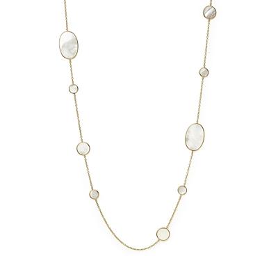 Ippolita 18K Yellow Gold Polished Rock Candy Circle Oval Station Necklace in Mother-Of-Pearl, 37
