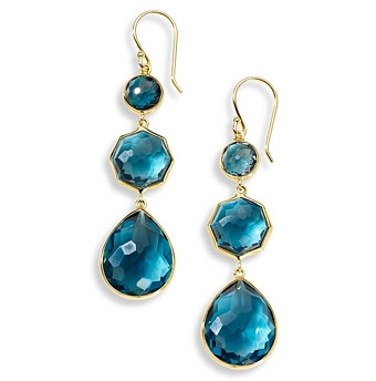 Ippolita 18K Yellow Gold Rock Candy London Blue Topaz Triple Drop Earrings