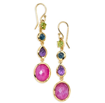 Ippolita 18K Yellow Gold Rock Candy Multi Stone Summer Rainbow Linear Drop Earrings