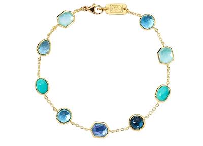 Ippolita 18K Yellow Gold Rock Candy Waterfall Multi Blue Stone Link Bracelet