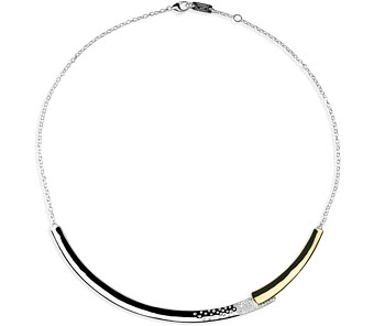 Ippolita 18K Yellow Gold & Sterling Silver Stardust Diamond Pave Overlap Bar Collar Necklace, 16-17