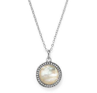 Ippolita Stella Lollipop Pendant Necklace in Mother-of-Pearl Doublet with Diamonds in Sterling Silver, 16