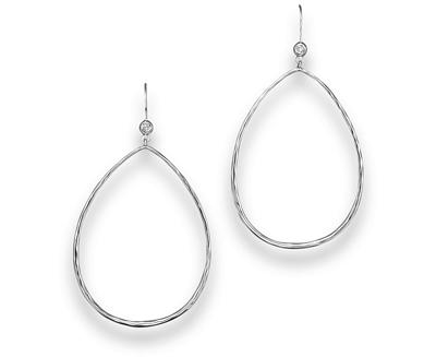 Ippolita Sterling Silver Large Open Teardrop Earrings with Diamonds