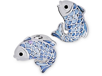 Jan Leslie Sterling Silver & Mother-of-Pearl Koi Fish Cufflinks