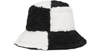 Jocelyn Checkered Faux Shearling Bucket Hat