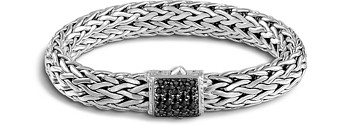 John Hardy Classic Chain Sterling Silver Lava Large Bracelet with Black Sapphire