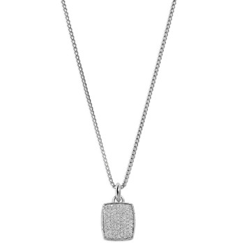 John Hardy Men's Silver Id Diamond Dog Tag Pendant Necklace, 22