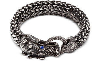 John Hardy Men's Sterling Silver Legends Naga Blue Sapphire Hammered Chain Bracelet