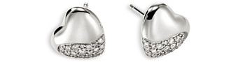 John Hardy Silver Pebble Diamond Heart Stud Earrings