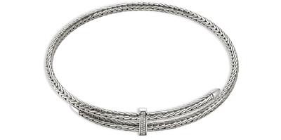 John Hardy Sterling Silver Classic Chain Diamond Pave Coil Choker Necklace, 13