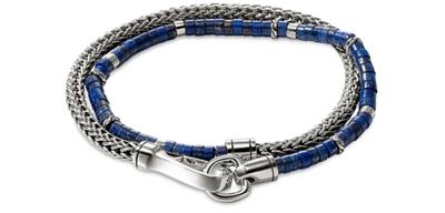 John Hardy Sterling Silver Heishi Lapis Lazuli Beaded Double Wrap Bracelet