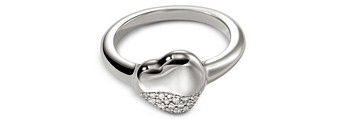 John Hardy Sterling Silver Pebble Diamond Heart Ring