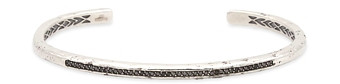 John Varvatos Men's Sterling Silver Distressed Black Diamond Skinny Cuff Bangle Bracelet